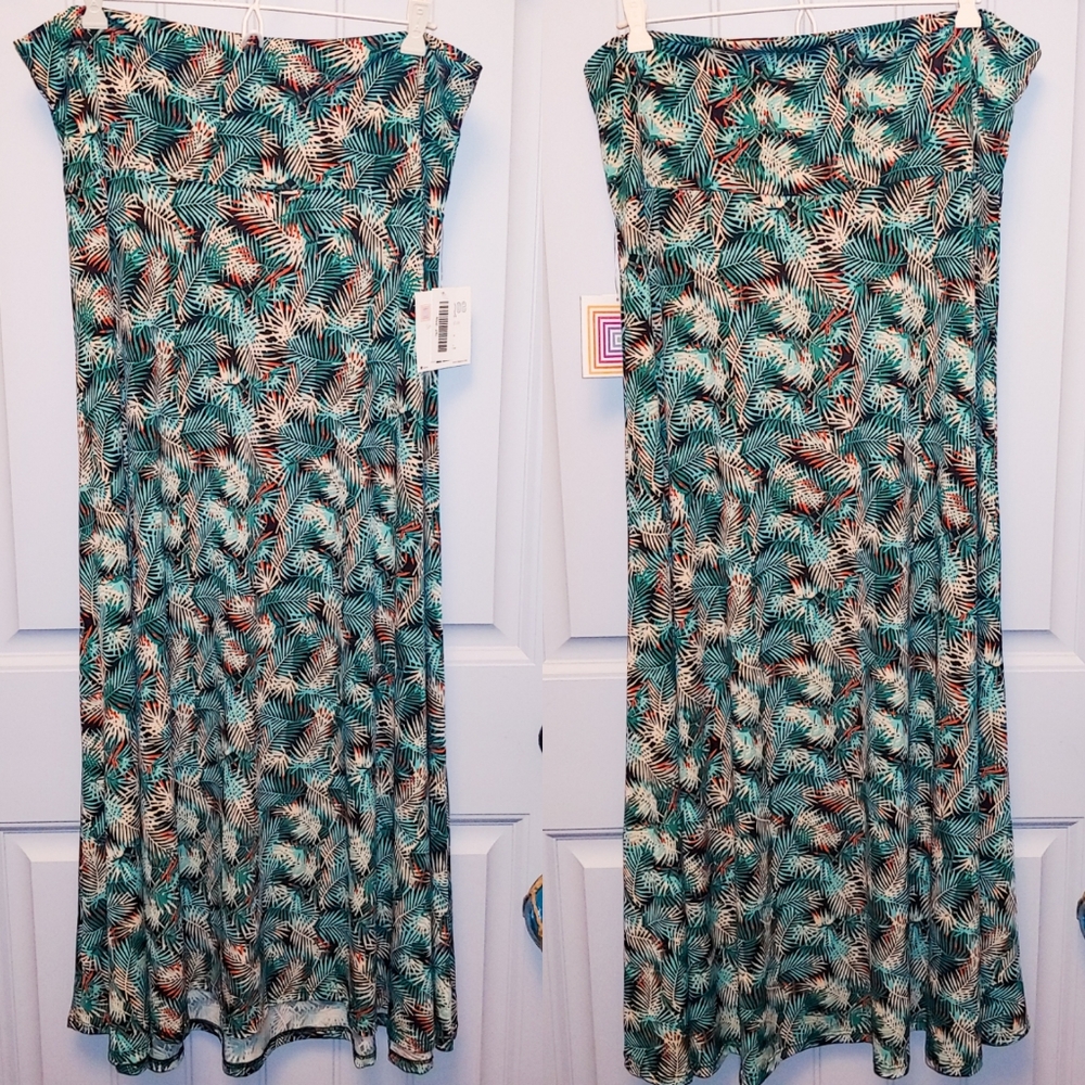 Lularoe Maxi Skirt: palm leaves print 2XL